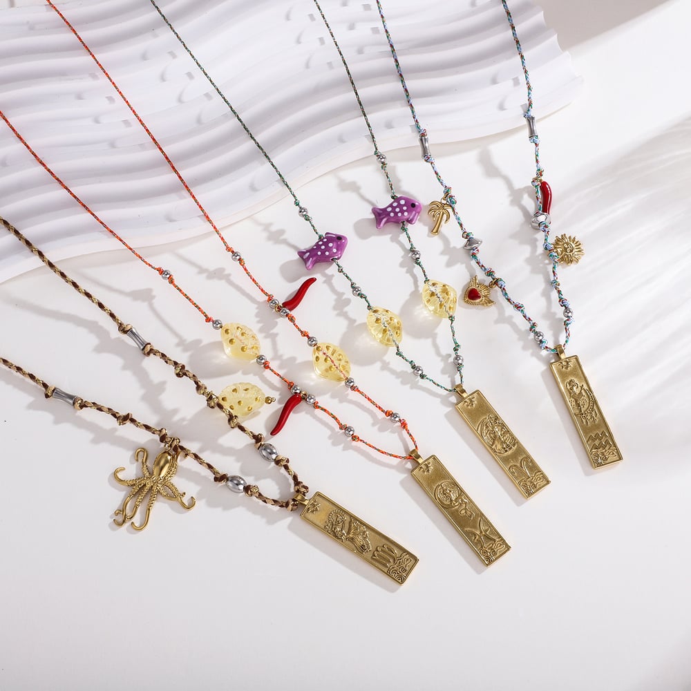 1 Piece Elegant Rectangular Stainless Steel Gold Color Women's Pendant Necklaces h5Picture4