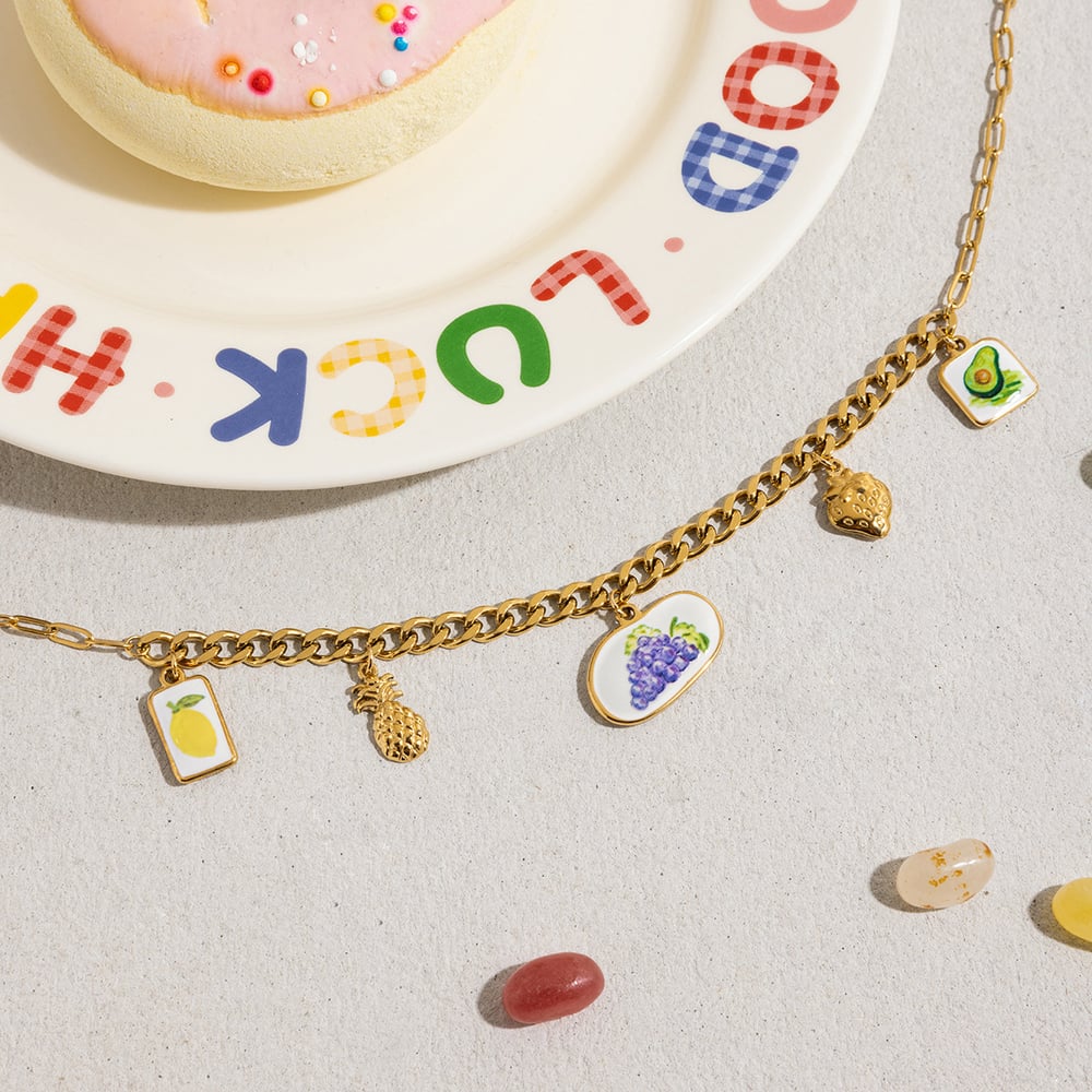 1 Piece Romantic Fruits Stainless Steel Gold Color Women's Pendant Necklaces h5Picture7