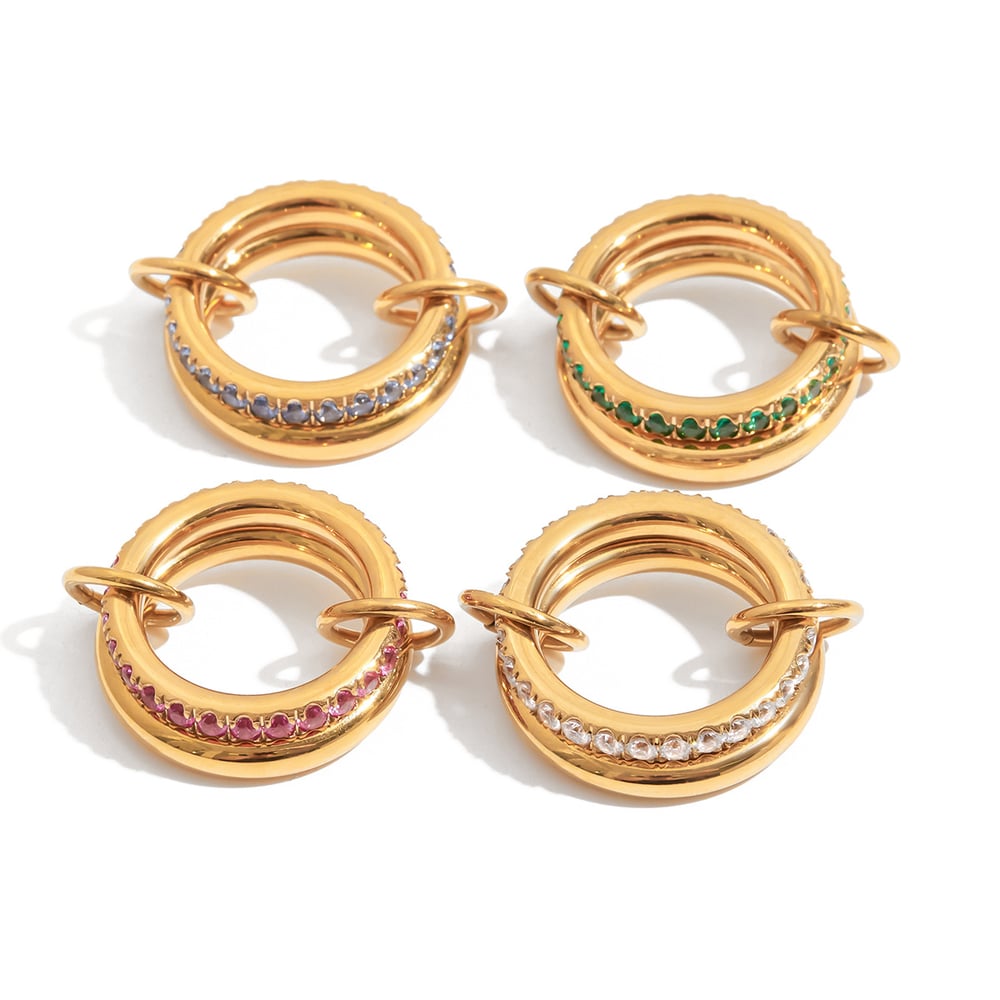 1 Piece Luxurious Series Classic Annular Stainless Steel Gold Color Women's Gemstone Rings h5Picture8