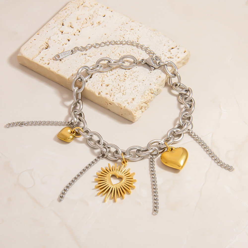 1 Stück Herz Edelstahl Gemischte Farben Charm Armband h5Bild3