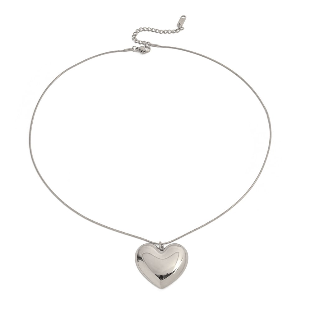 1 Piece Classic Big Heart Stainless Steel Gold Color Women's Pendant Necklaces