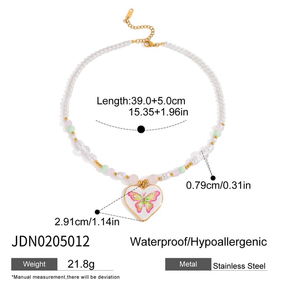 1 Piece Natural Butterfly Stainless Steel Gold Color Women's Pendant Necklaces