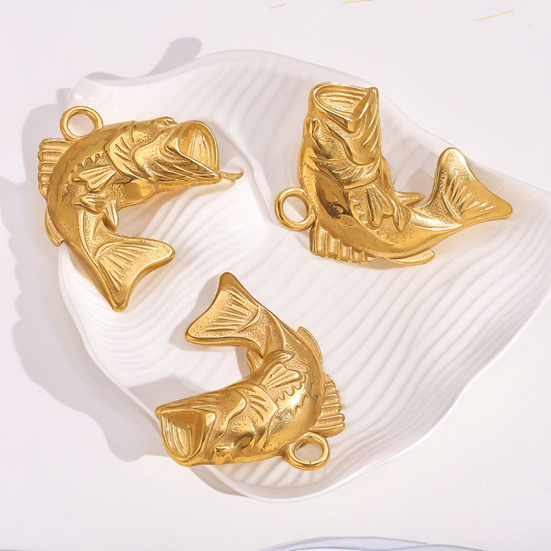 1 pezzo di ciondolo fai da te a forma di pesce in acciaio inossidabile da donna Immagine4