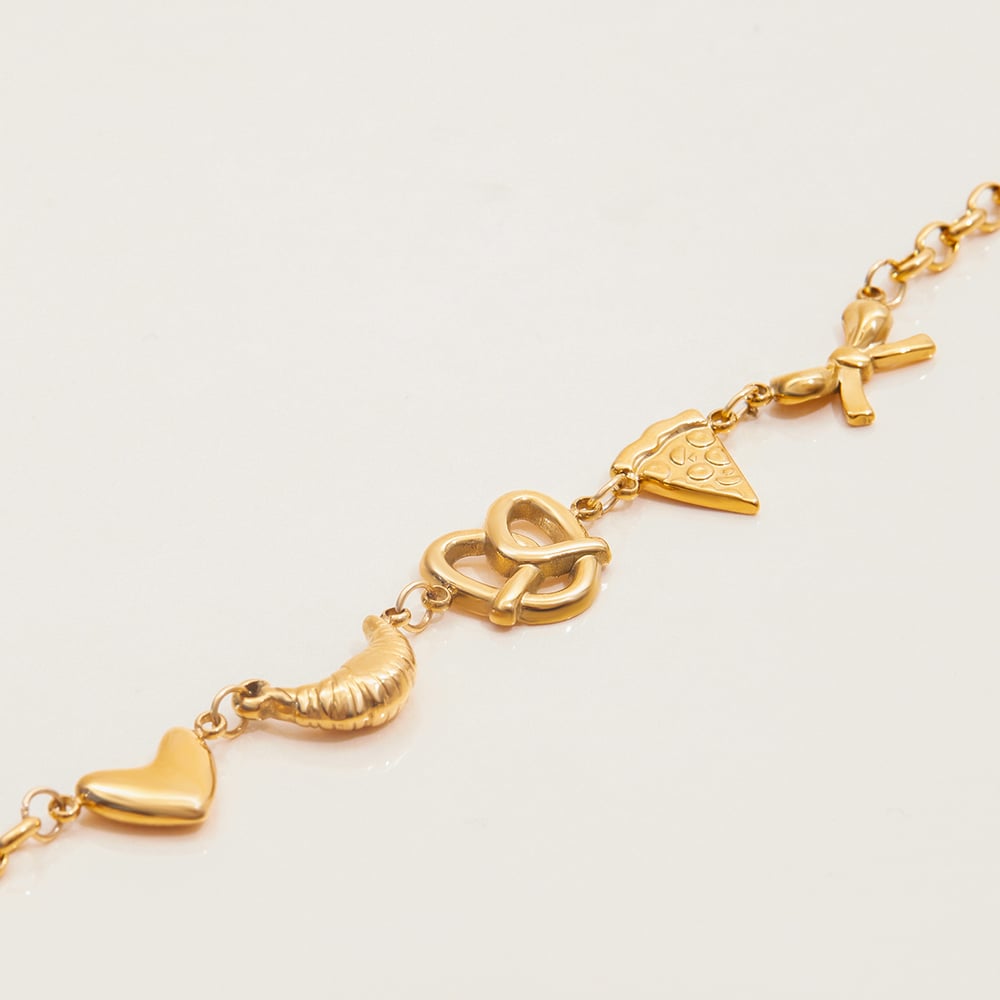1 Piece Food Shape Stainless Steel Gold Color Women's Charm Bracelets h5Picture7