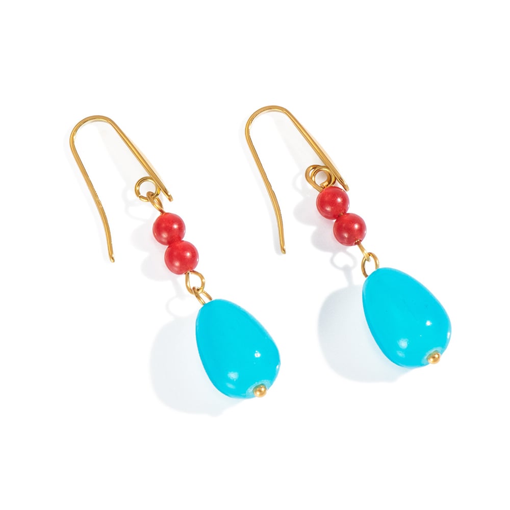 1 paio di orecchini pendenti in pietra naturale color oro Immagine5