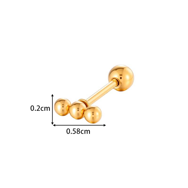 1 Piece Beaded Stainless Steel Gold Color Zircon Piercings Earring h5Picture2