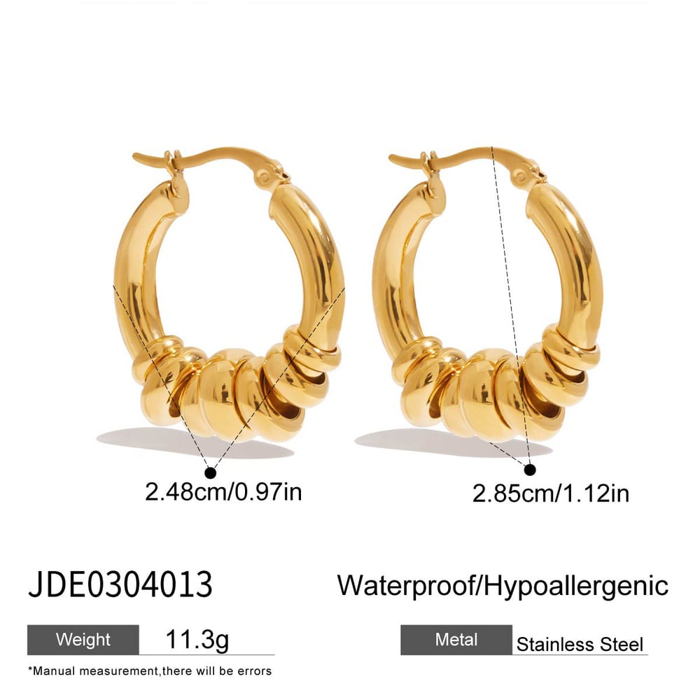 1 Pair Classic Mixed Color Stainless Steel Gold Color Women's Hoop Earrings h5Picture2