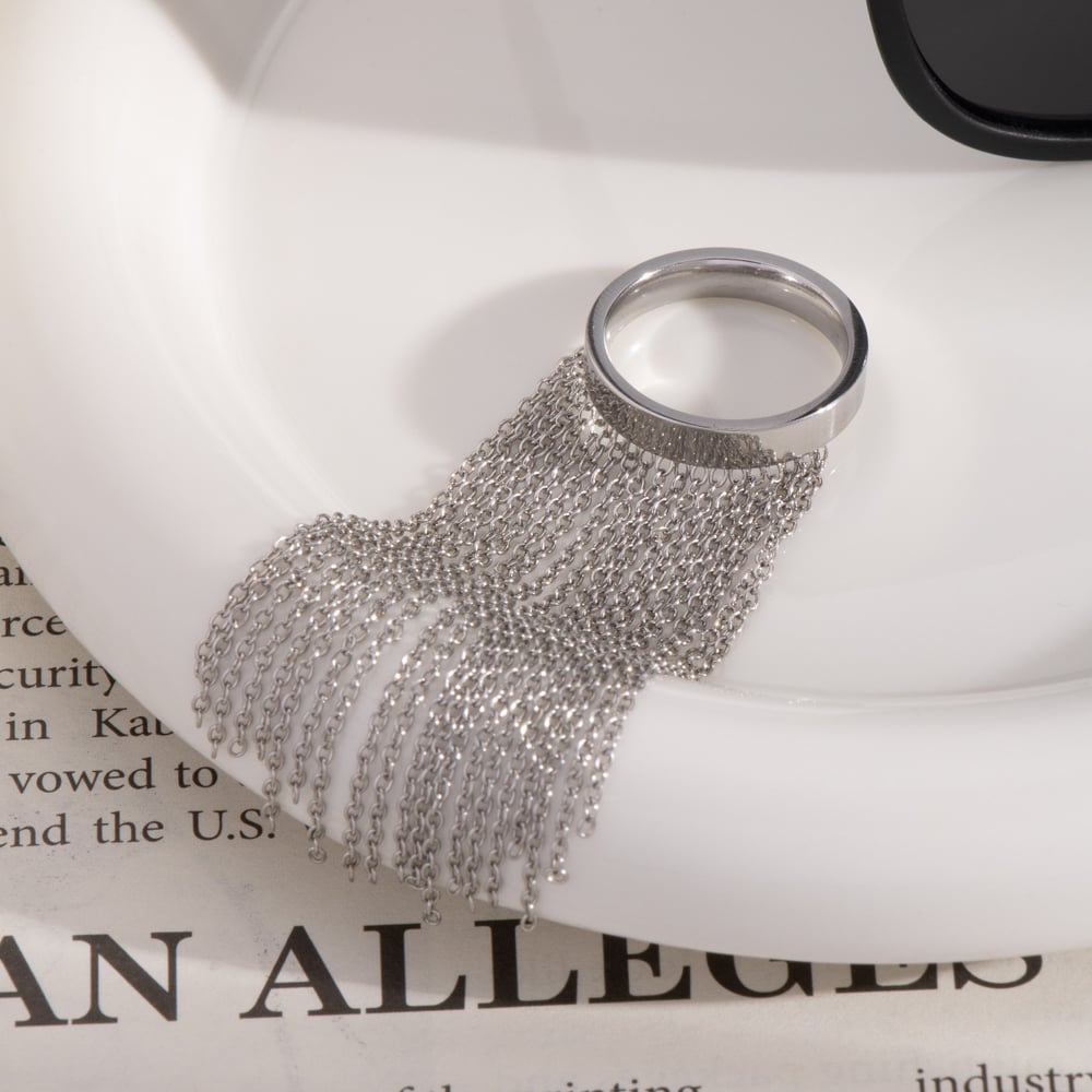 1 Piece Tassel Stainless Steel Statement Rings Picture2