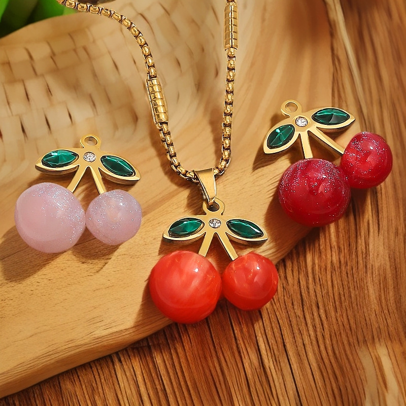 1 Piece DIY Cherry Stainless Steel Women's Pendants h5Picture5