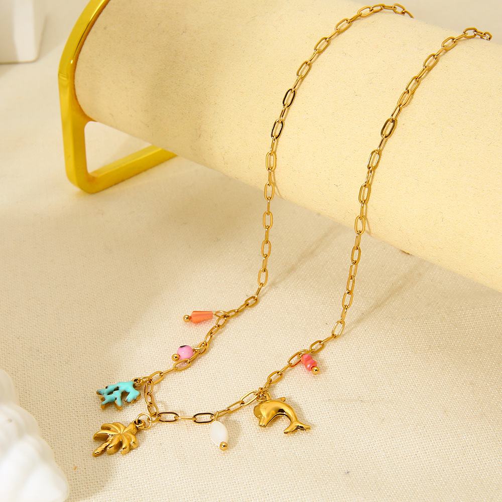 1 Piece Vacation Stainless Steel Gold Color Pendant Necklace h5Picture3