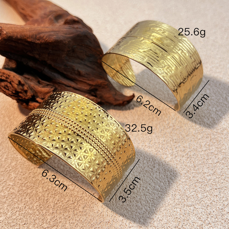 1 Piece Stainless Steel Gold Color Cuff Bracelet Picture4