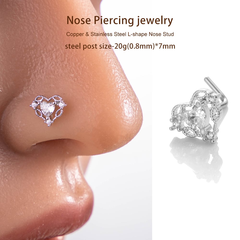1 Piece Copper Gold Color Zircon  Nose Stud Picture6