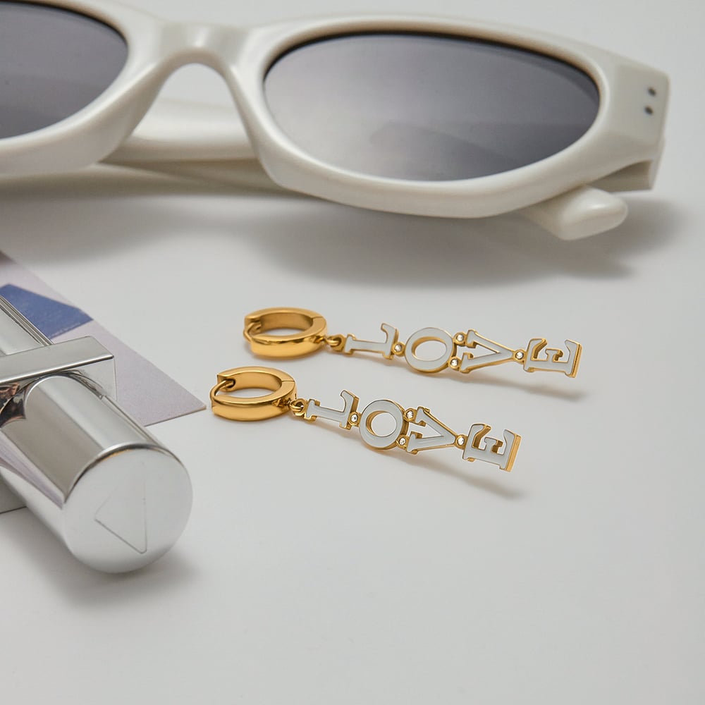 1 Pair Romantic Series Sweet LOVE Letter Stainless Steel Gold Color Women's Drop Earrings h5Picture7