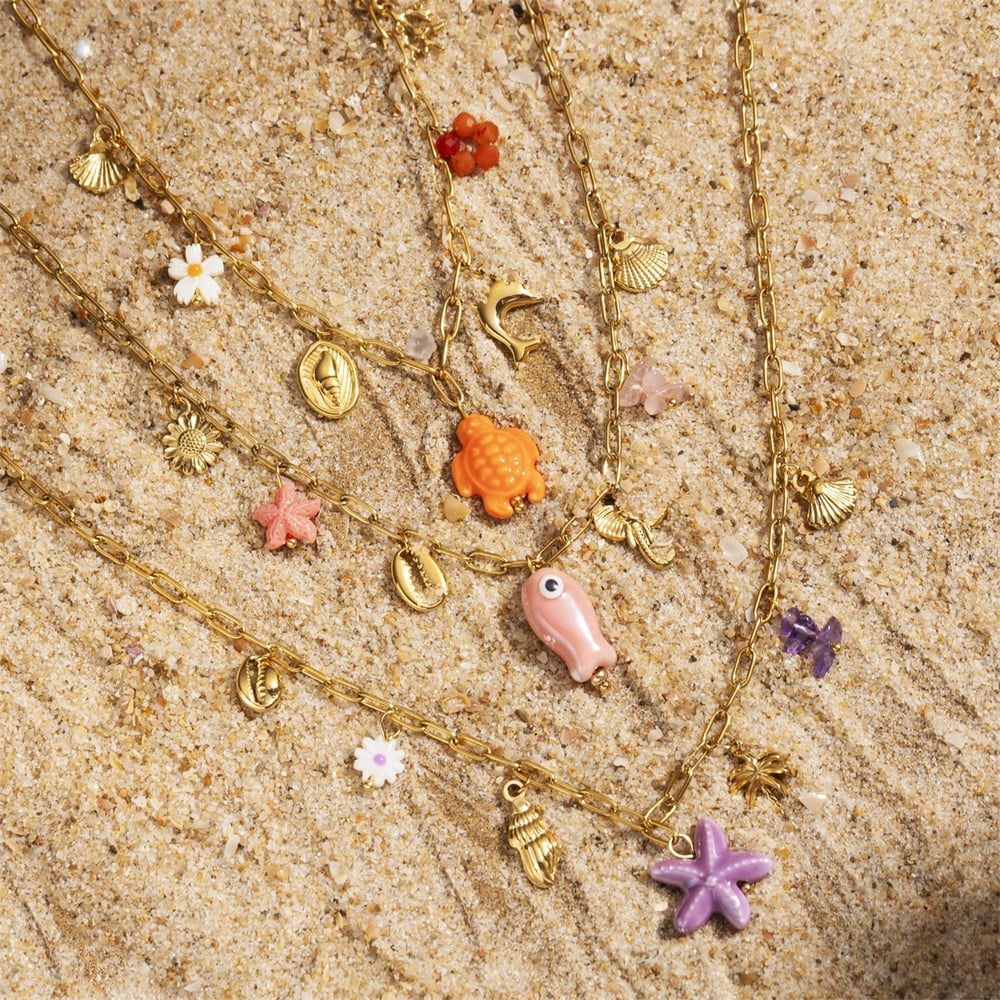 1 pezzo di collana con ciondolo color oro in acciaio inossidabile oceanico h5Immagine4