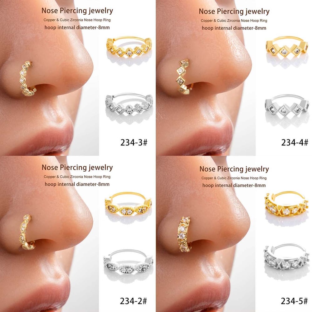 1 Piece Geometric Copper Gold Color Zircon Women's Nose Stud Picture5