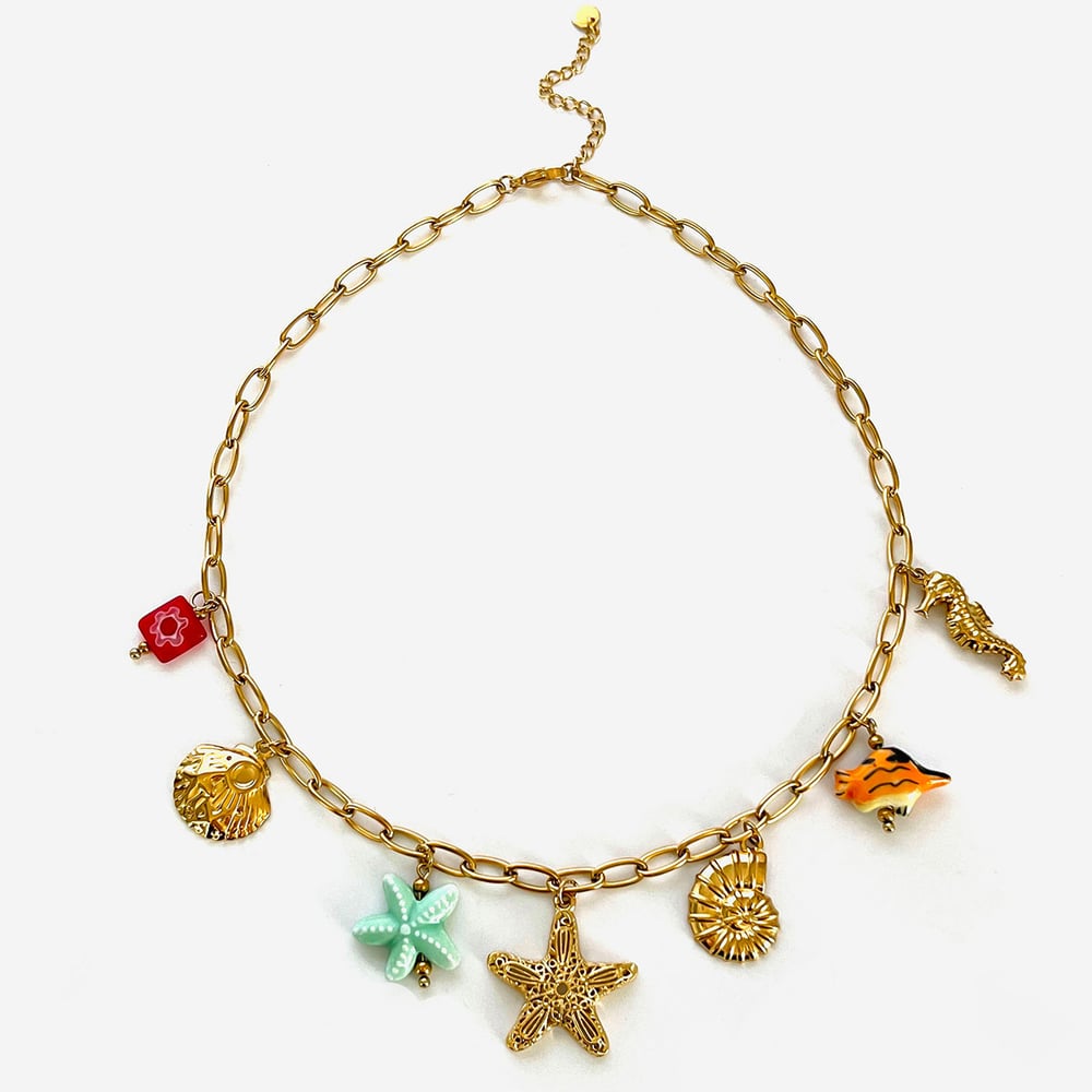1 Piece Oceanic Stainless Steel Gold Color Pendant Necklace
