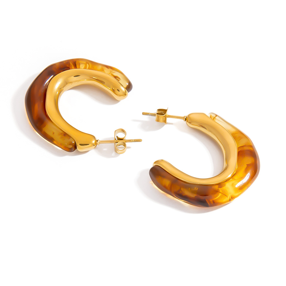 Simple Series Casual Geometric  Gold Color Acrylic Women's Stud Earrings Picture6