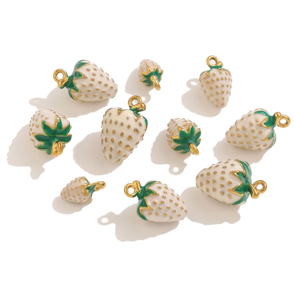 1 Adet Kendin Yap Çilek Paslanmaz Çelik Kadın Kolye Resim5