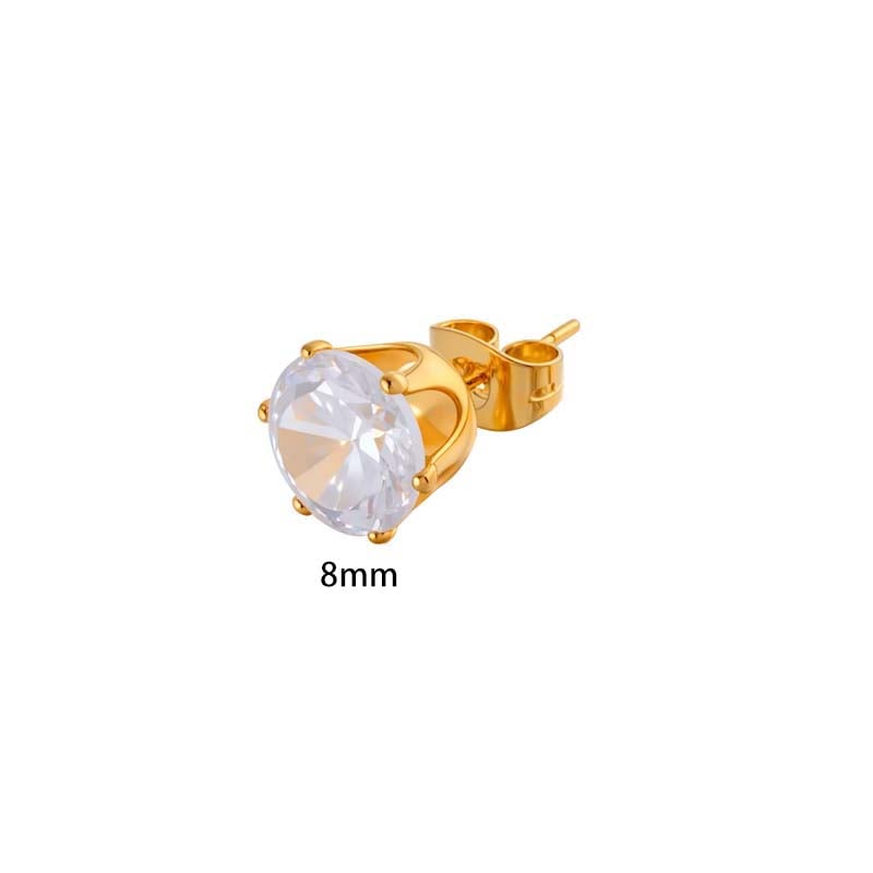 1 Piece Simple Stainless Steel Gold Color Zircon Piercings Earring h5Picture2