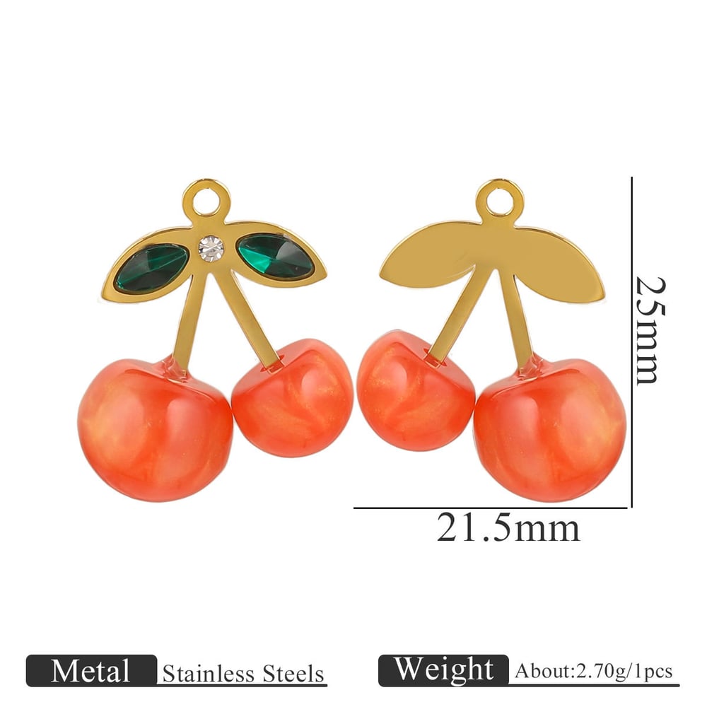 1 Piece DIY Cherry Stainless Steel Women's Pendants