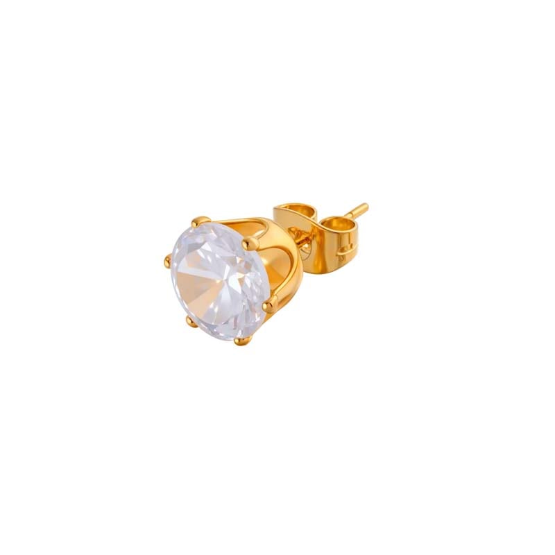 1 Piece Simple Stainless Steel Gold Color Zircon Piercings Earring