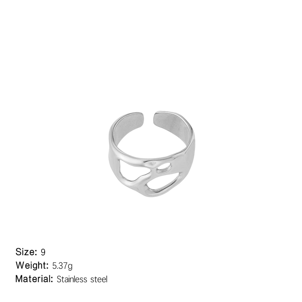 1 Piece Simple Series Classic Geometric Stainless Steel Gold Color Statement Rings Picture2