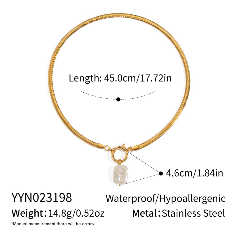 1 Piece Stainless Steel Gold Color Pearl Pendant Necklace