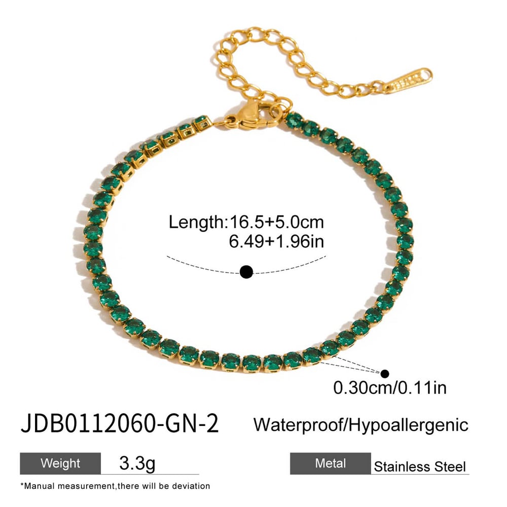 1 Piece Luxurious Series Retro Green Stainless Steel Gold Color Women's Chain Bracelets 