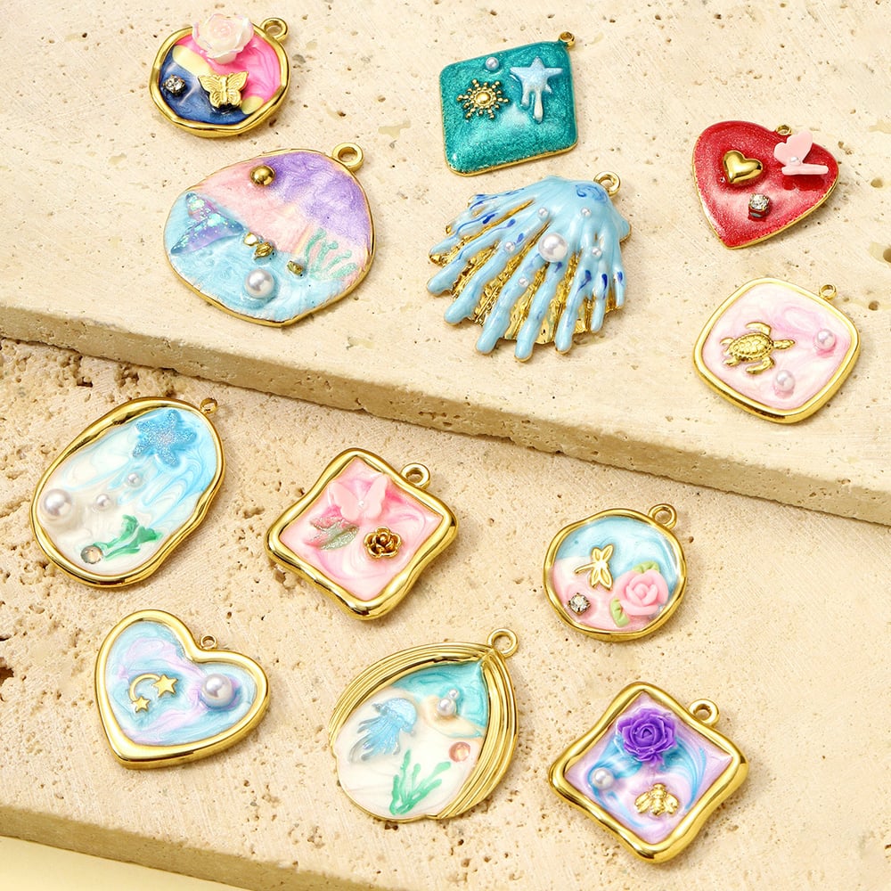 1 Piece Luxurious Series DIY Flower Stainless Steel Gold Color Women's Pendants Picture3