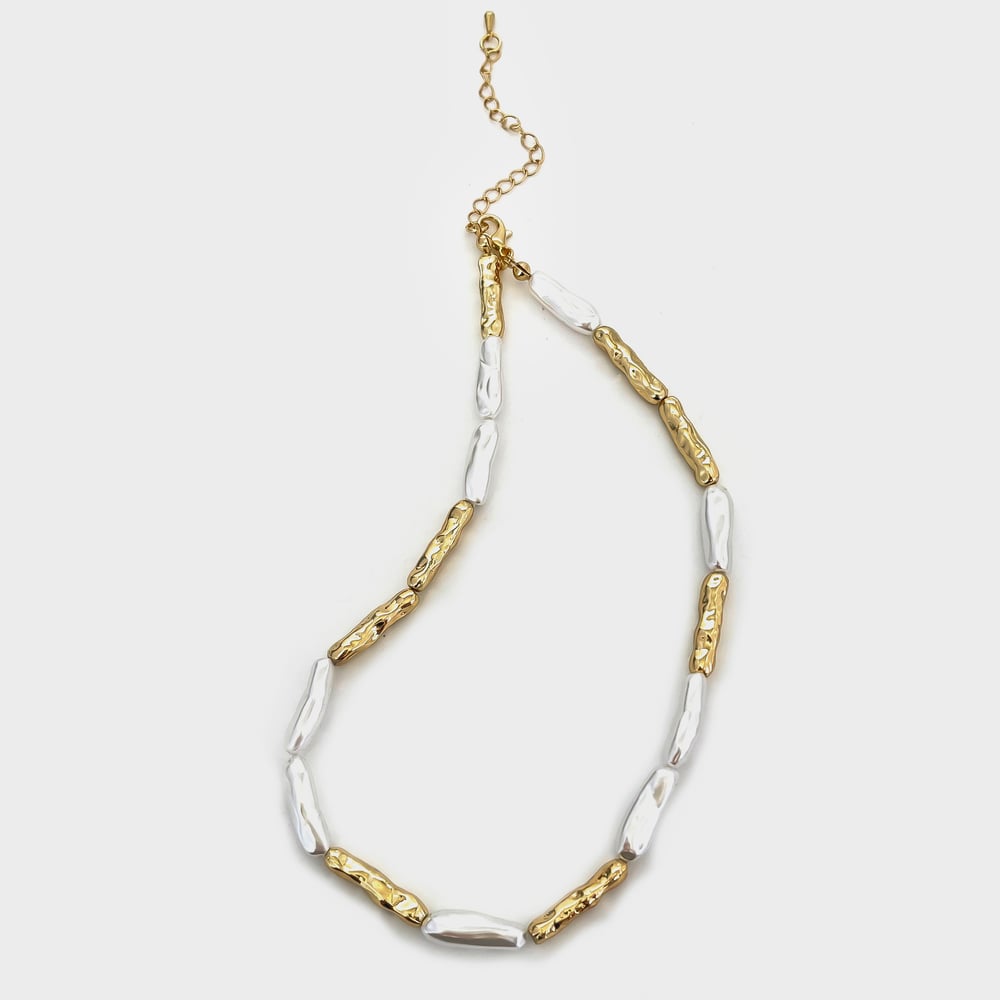 Collana di perline color rame e oro, 1 pezzo