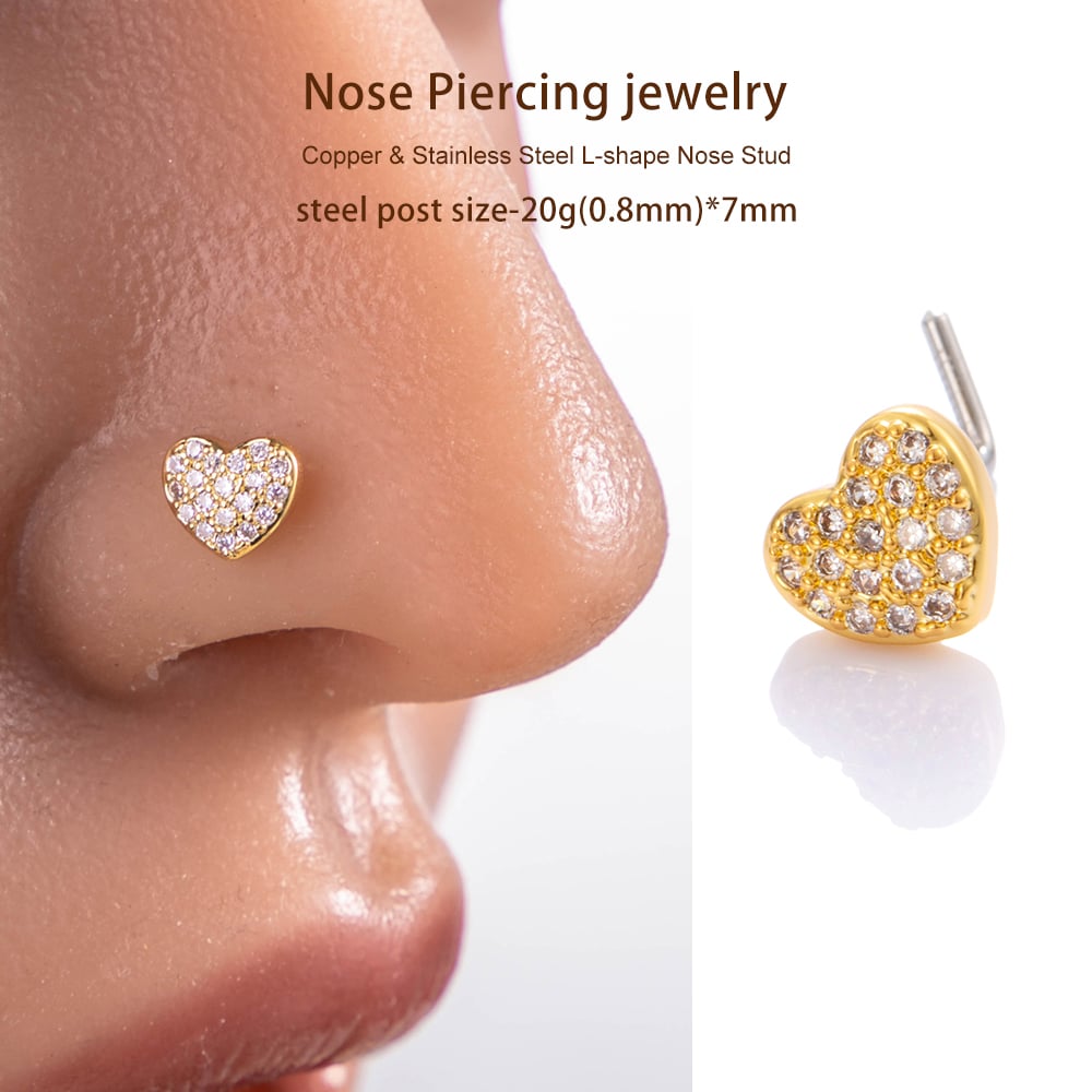 1 Piece Copper Gold Color Zircon  Nose Stud Picture4