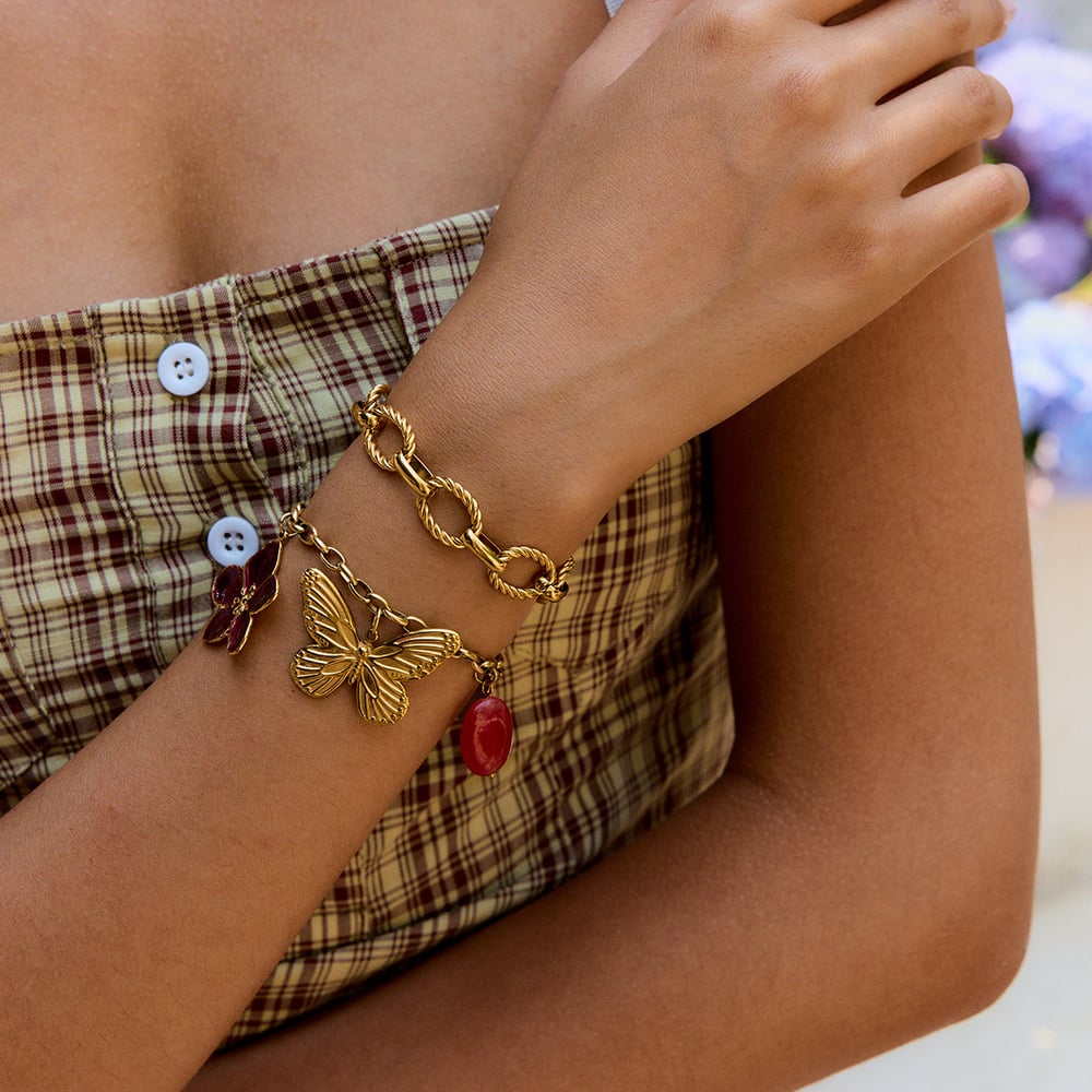 1 Piece Simple Series Daily Twist Stainless Steel Gold Color Women's Chain Bracelets h5Picture4