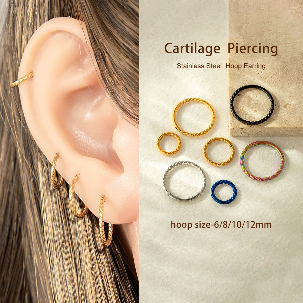 1 Piece Minimalist Circle Stainless Steel Gold Color Women's Piercings Earrings Picture5