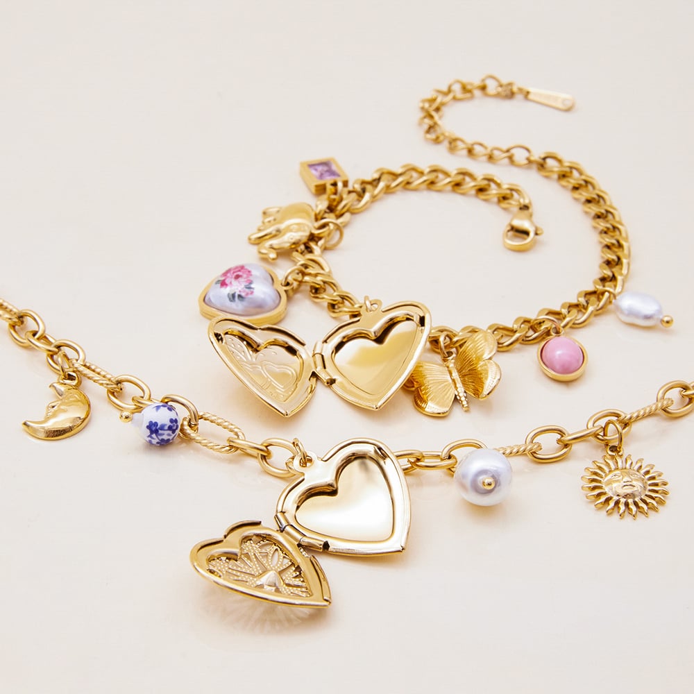 1 Piece Delicte Heart Stainless Steel Gold Color Women's Charm Bracelets Picture7