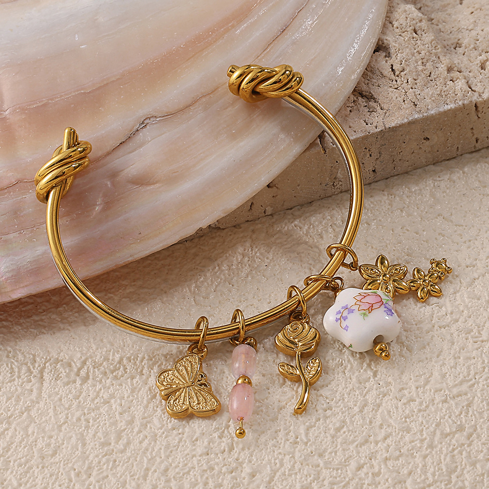 1 Piece Simple Stainless Steel Gold Color DIY Bracelet h5Picture3