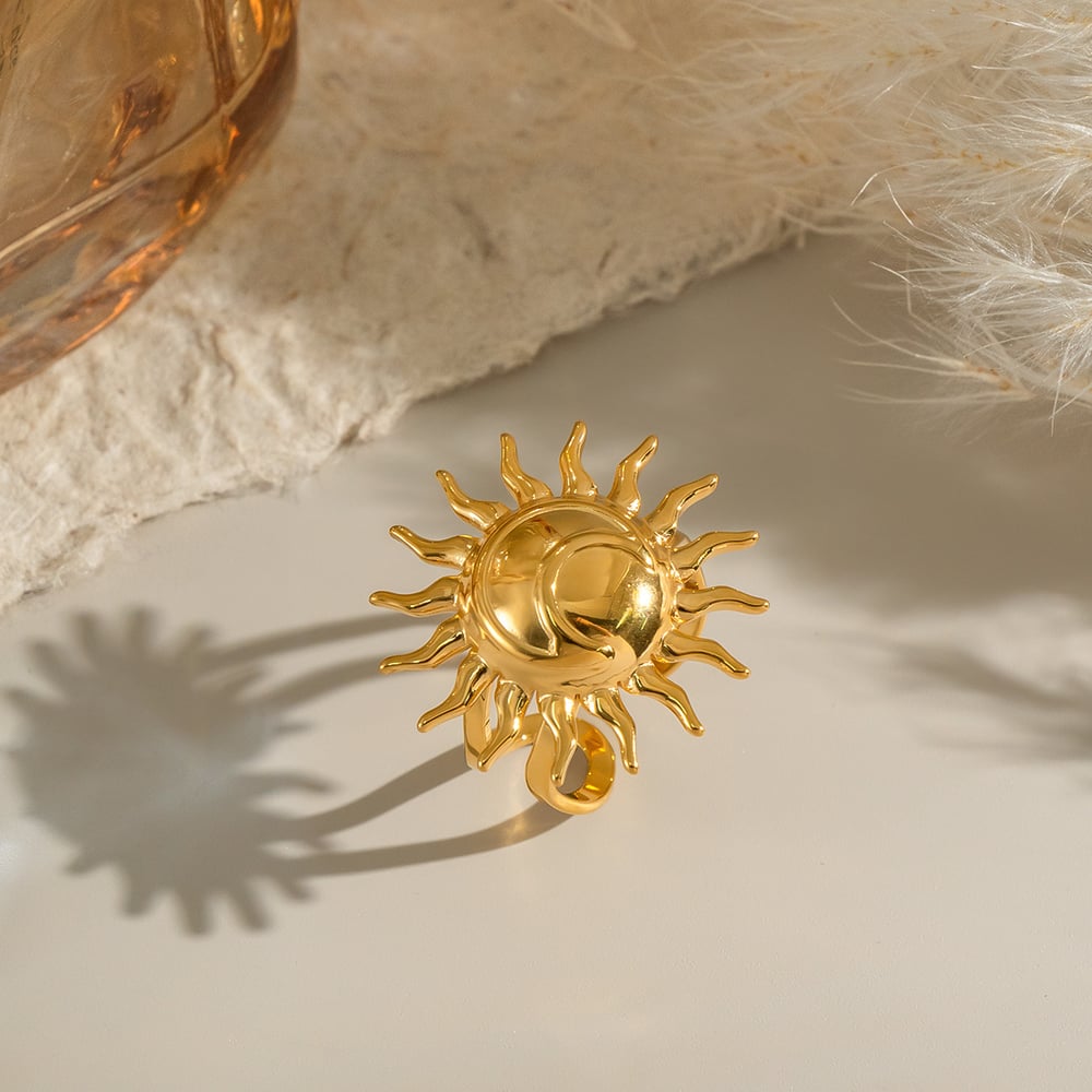 Sun Stainless Steel Gold Color Earring Set h5Picture4