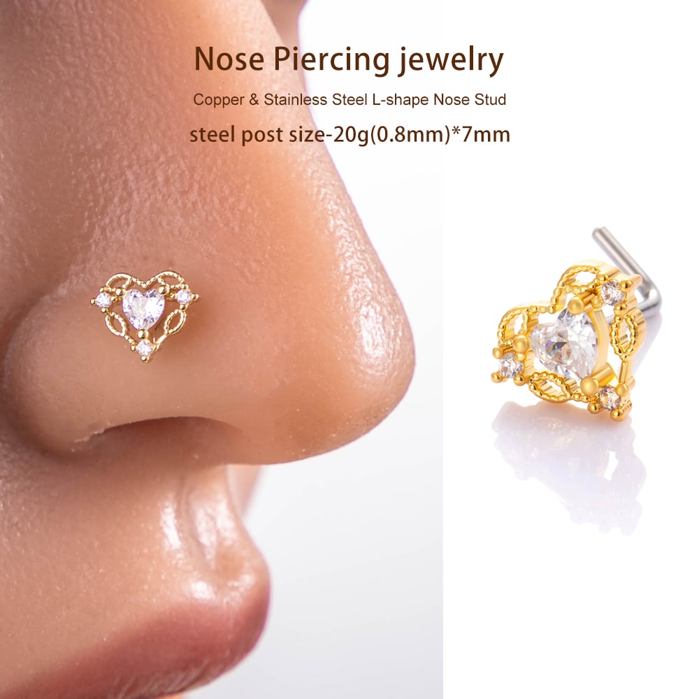 1 Piece Copper Gold Color Zircon  Nose Stud Picture5