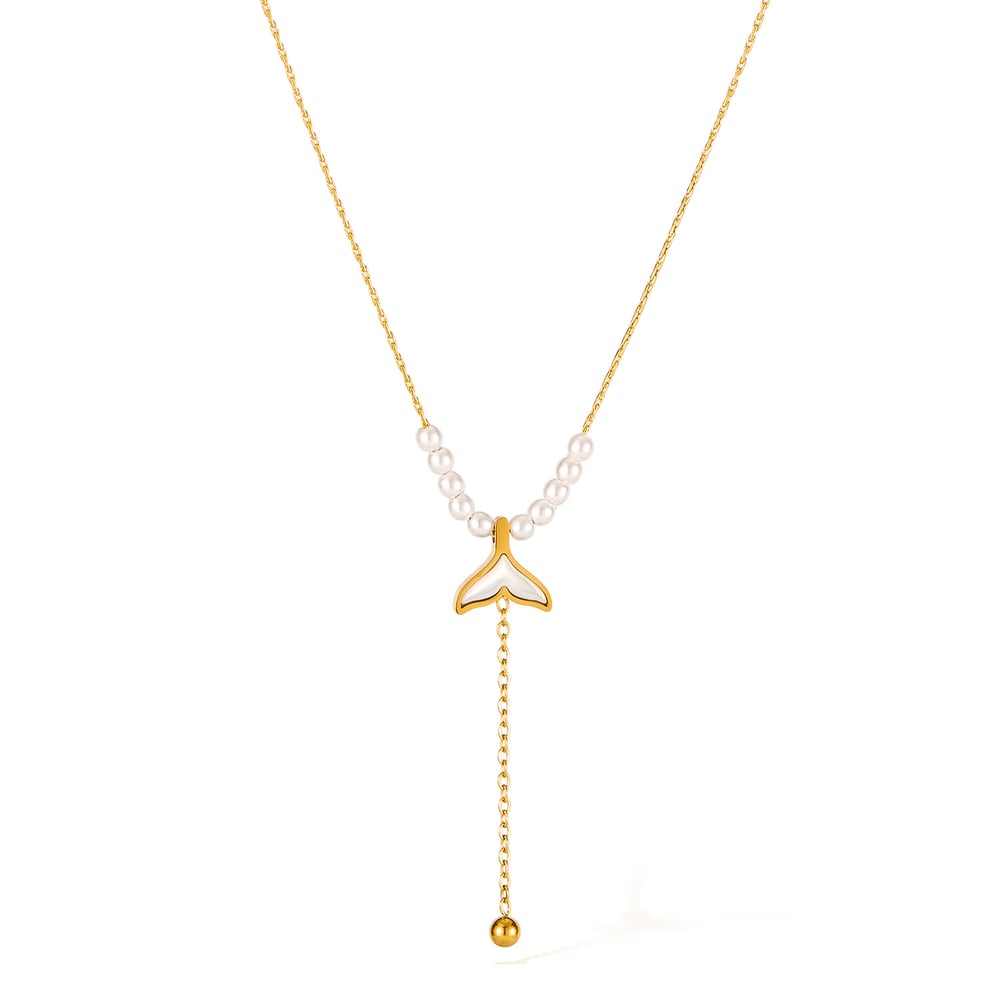 Collana con ciondolo a forma di coda di pesce in acciaio inossidabile color oro, da donna, serie semplice, 1 pezzo