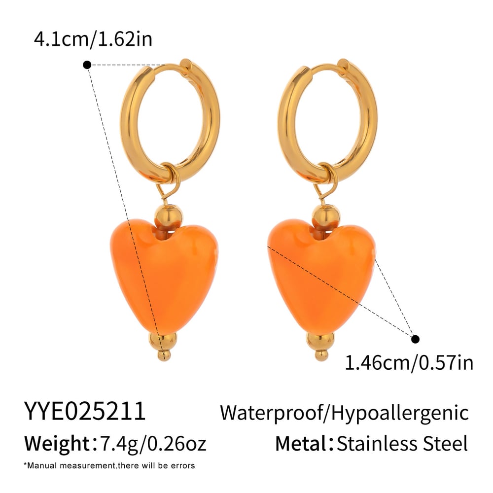 1 Pair Sweet Heart Drop Earrings