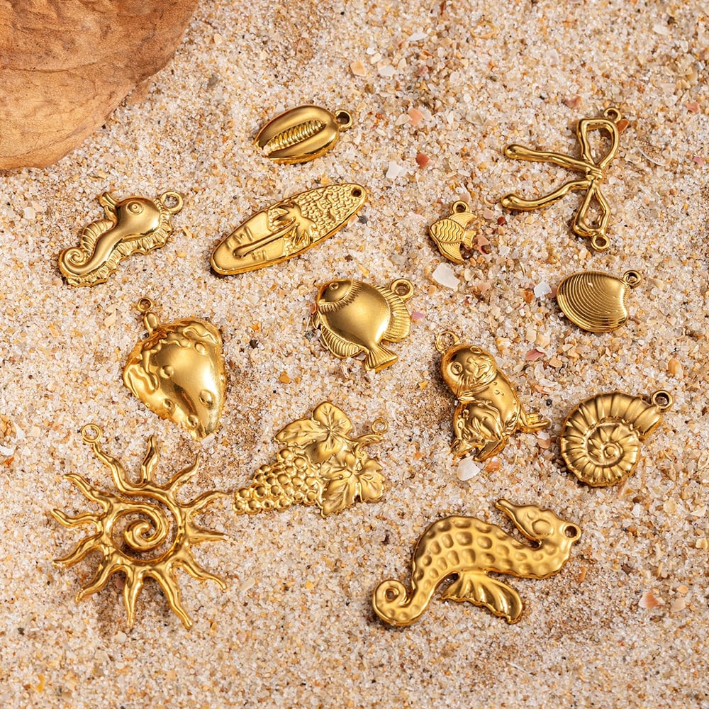 1 Stück Edelstahl Goldfarbene DIY-Anhänger h5Bild2