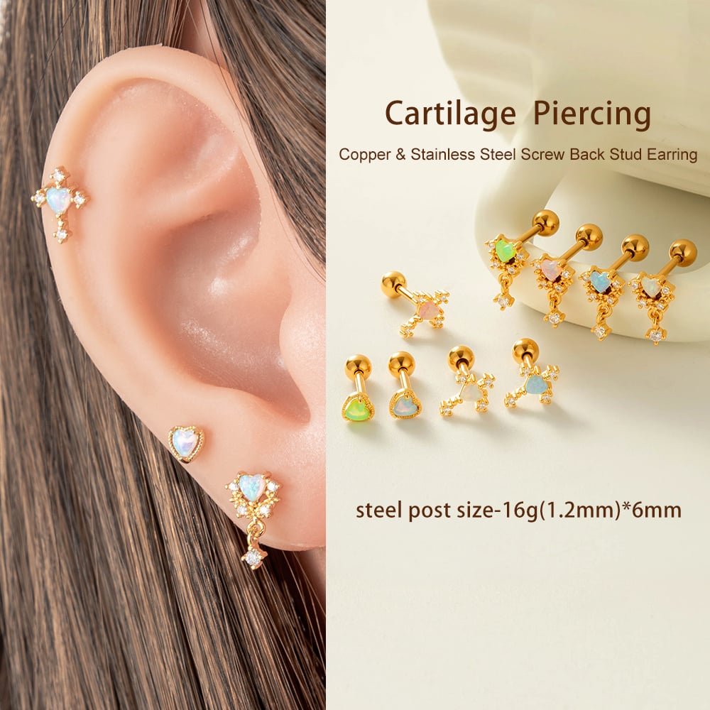 1 Stück Kupfer Gold Farbe Zirkon Piercings Ohrringe Bild5