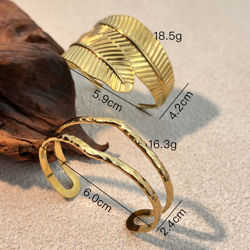 1 Piece Stainless Steel Gold Color Cuff Bracelet Picture4