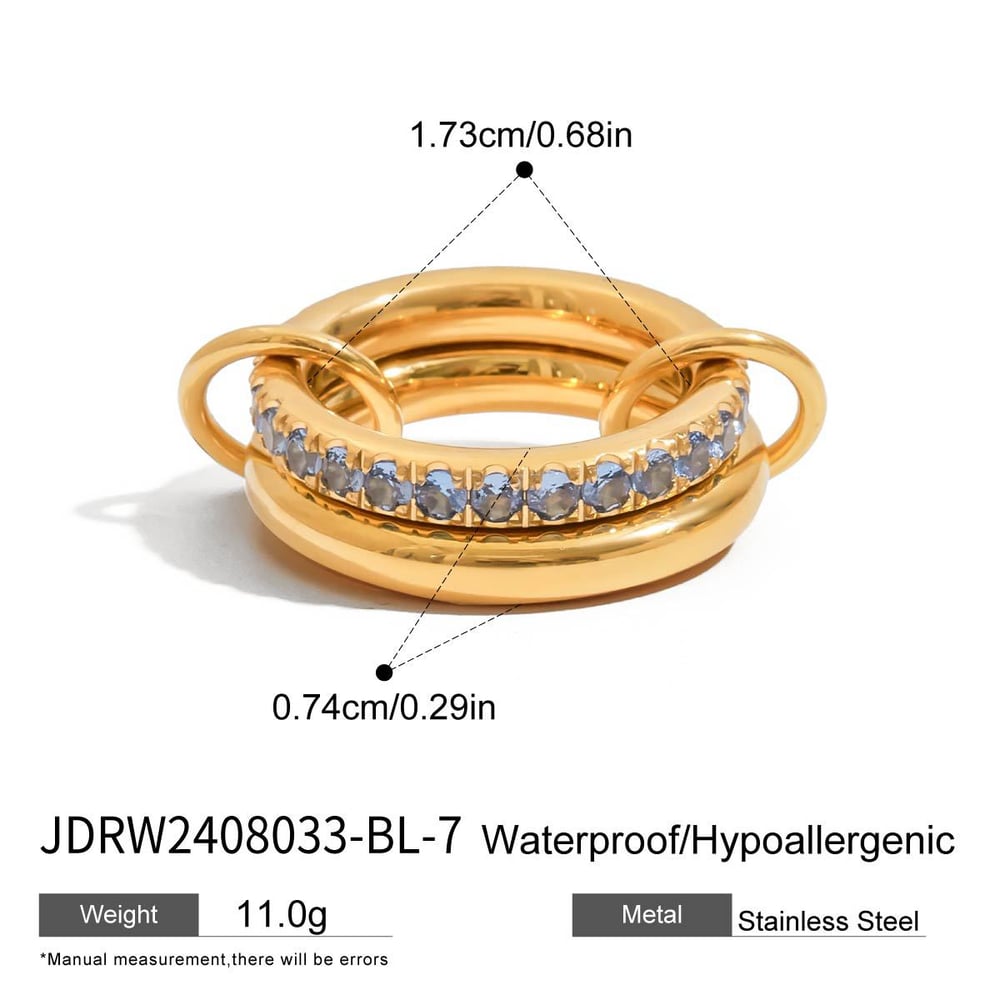 1 Piece Luxurious Series Classic Annular Stainless Steel Gold Color Women's Gemstone Rings