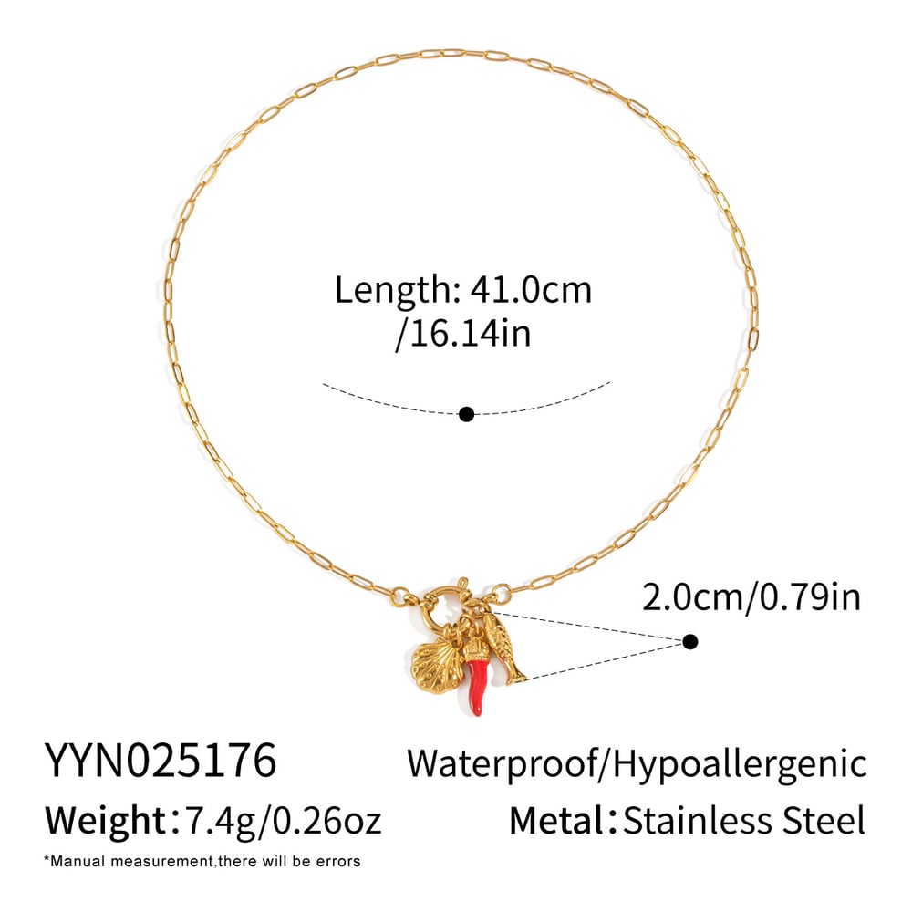 1 Piece Chill Charm Stainless Steel Gold Color Pendant Necklace 