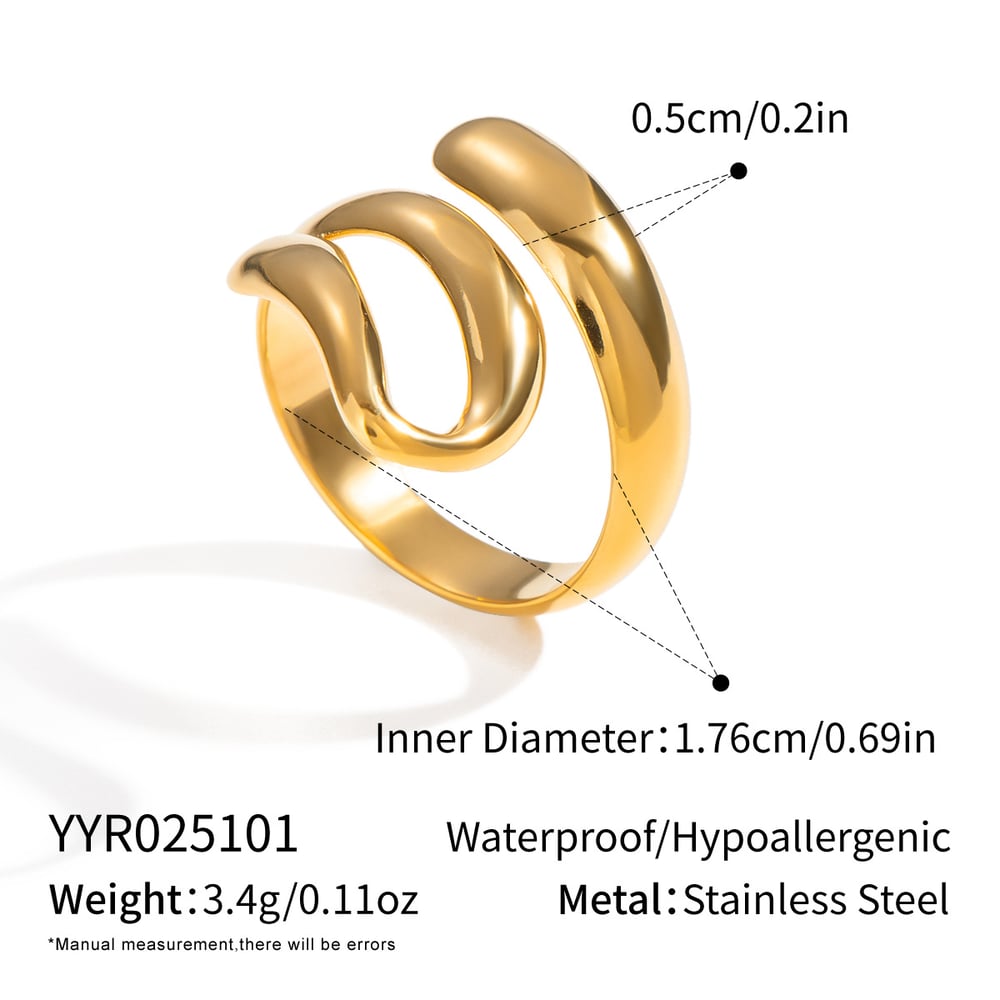 1 Piece Stainless Steel Gold Color Minimalist Ring