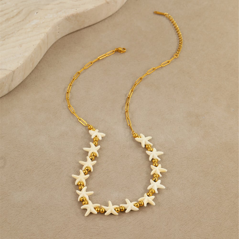 Collar de cadena para mujer de acero inoxidable color dorado con diseño de tortuga de vacaciones románticas h5Imagen3