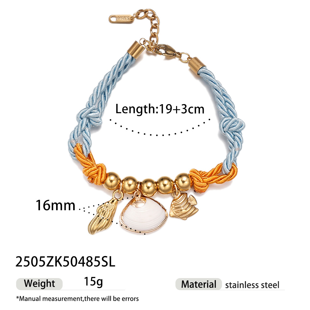 1 Stück Oceanic Edelstahl Goldfarbenes Muschel-Charm-Armband