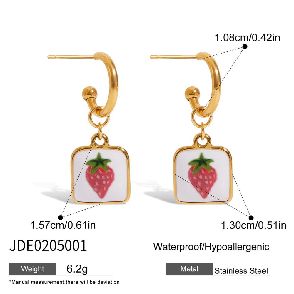 1 Pair Natural Cherry Stainless Steel Gold Color Women's Pendant Necklaces