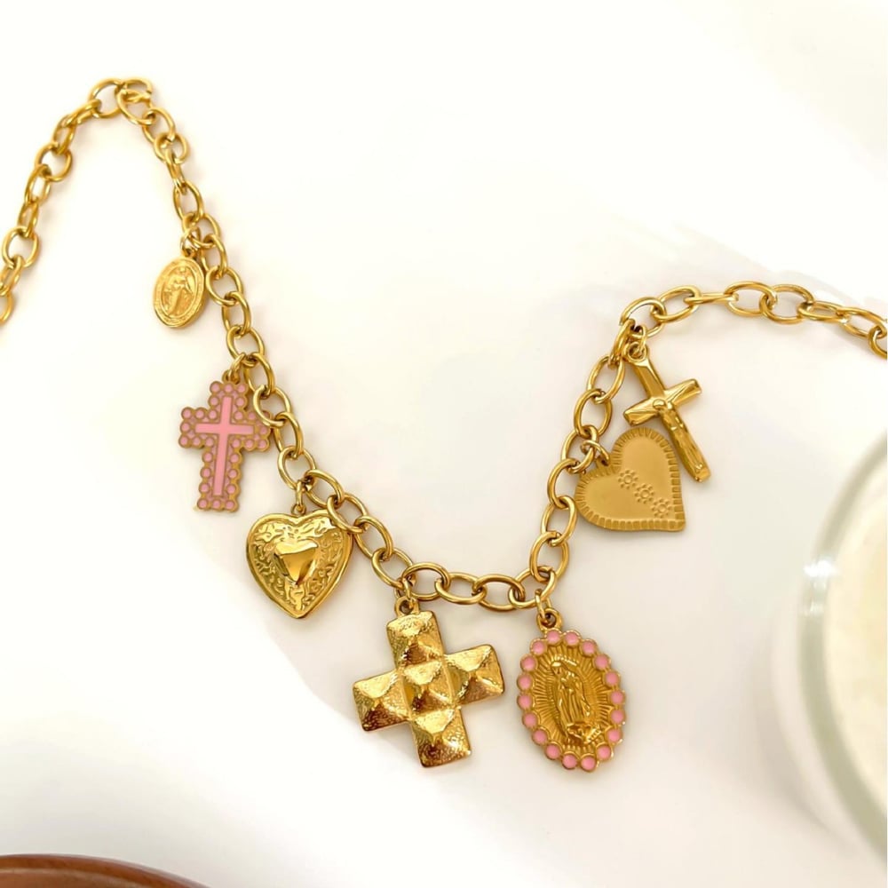 1 Stück Halskette mit Kreuzanhänger aus Edelstahl in Goldfarbe h5Bild5