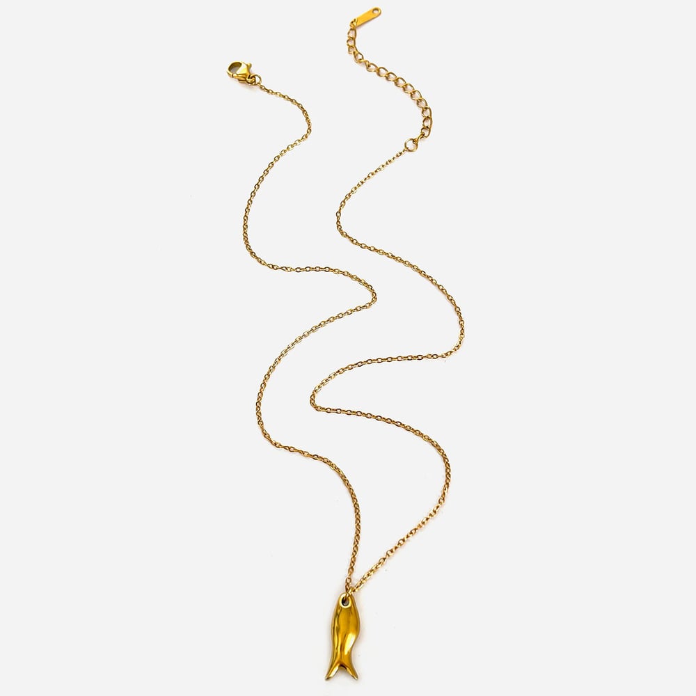 1 Piece Fish Stainless Steel Gold Color Pendant Necklace 